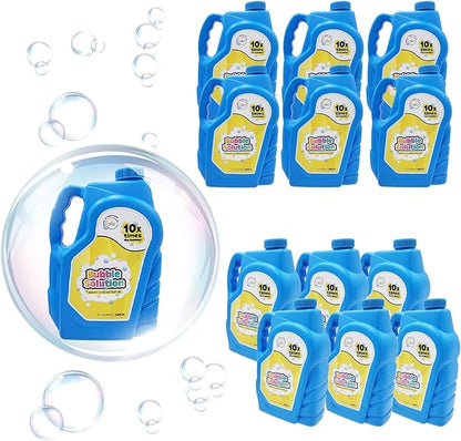 The Dreidel Company Ready Bubble Solution Refill for Bubbles Toys, Up to 2.5 Gallon, Non-Toxic Large 32oz Ready Liquid for Bubble Machine, Guns, Wands, Lawn Mower Toy (12-Pack)