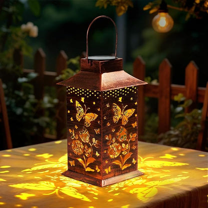 Homemory Butterfly Solar Lanterns Outdoor Waterproof, Birthday Gifts for Women Mom Grandma, LED Metal Decoration for Outside, Yard, Backyard, Porch, Lawn