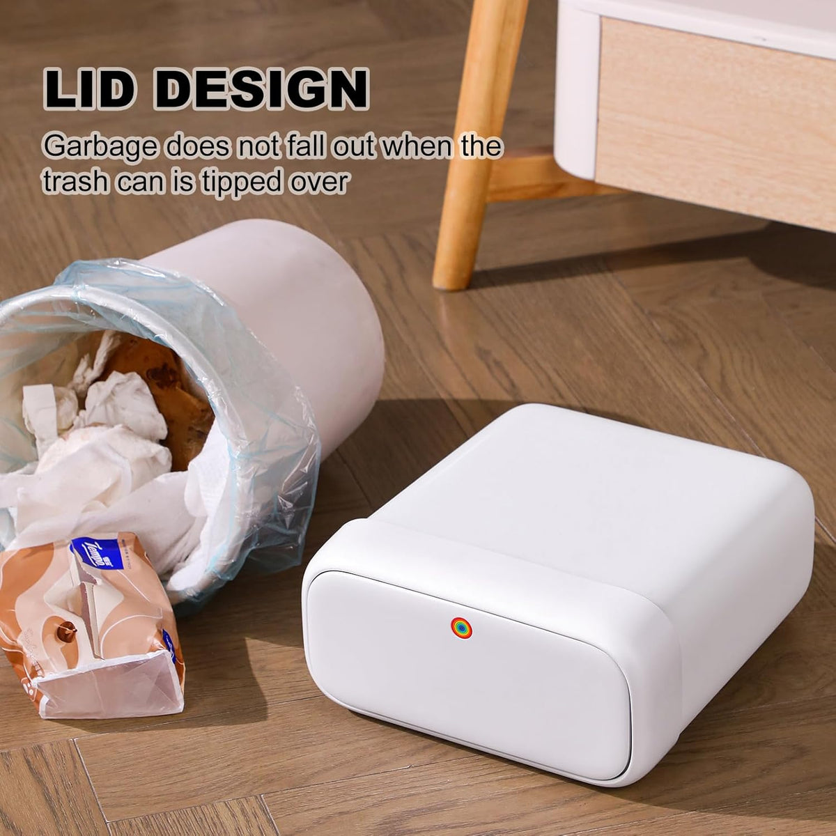 funest Bathroom Small Trash Can with Lid,10L / 2.7 Gallon Slim Garbage Bin Wastebasket with Press Top Lid for Bedroom,Rv,Office,Kitchen,Craft Room