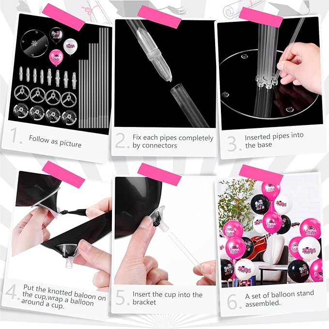 4 Set Graduation Party Balloon Stand Kits for Table Centerpieces Balloon Tables Holders with Congrats 2026 Graduation Party Decorations for School College Photo Props(Pink)