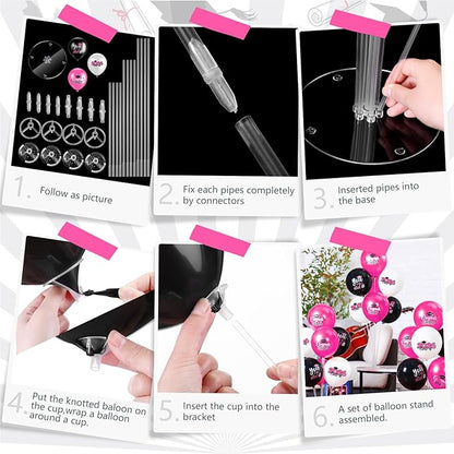 4 Set Graduation Party Balloon Stand Kits for Table Centerpieces Balloon Tables Holders with Congrats 2026 Graduation Party Decorations for School College Photo Props(Pink)