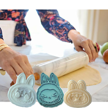 4-Piece Monster Spirit Cookie Stamp Set 3d Cute Doll Cookie Stamp Set With Cutter Suitable For Everyday Baking The Perfect Gift For Baking