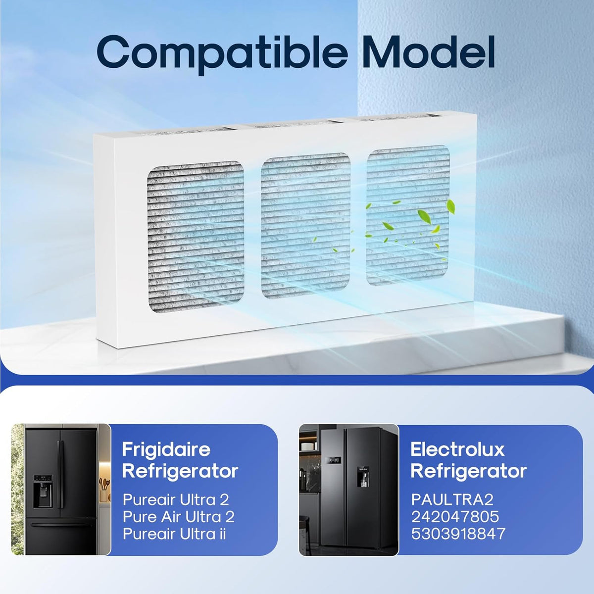 ICEPURE AF008 Compatible with Pureair Ultra 2 Refrigerator Air Filter, Pure Air Ultra 2, Pureair Ultra ii, Electrolux 242047805, 5303918847, PAULTRA2, PD00044143, PS12364179, EAP12364179, 3PACK