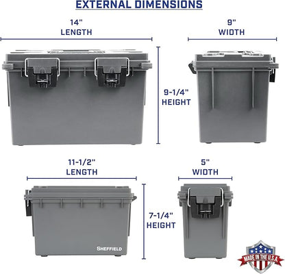 Sheffield 12755 Storage Bins With Lids, 2-Pack Stackable Storage Bins, Made in USA, Lockable and Water-Resistant Containers with Lids, Plastic Containers for Home, Classroom, and Dorm