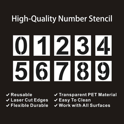 6 Inch Plastic Number Stencils - Reusable Digital Templates for Cake, Address, Painting