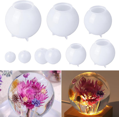 LET'S Resin 9 Pcs Sphere Silicone Molds for Resin, Upgraded Seamless 3D Sphere Resin Molds Silicone