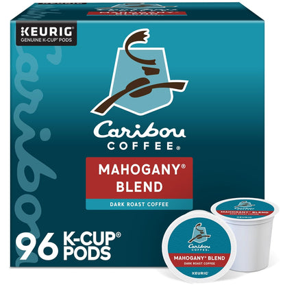 Caribou Coffee Mahogany Keurig Single-Serve K-Cup Pods, Dark Roast Coffee, 96 Count (Pack of 4)