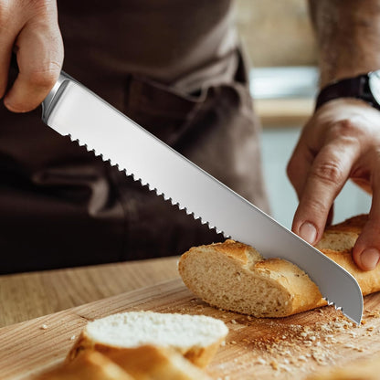Shan ZU 10" Bread Knife - Sourdough Slicing Knife Professional German 1.4116 Stainless Steel Serrated Blade, Ergonomic Wood Handle & Full Tang Design