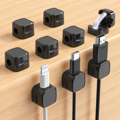 Magnetic Cable Clips, Adjustable Cord Holder Management, Adhesive Wire Keeper Organizer for Home Office Desk Phone PC Car Wall Desktop Nightstand Appliance (9-Pack Black)