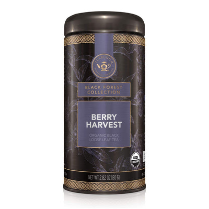 Teabloom Organic Fruity Black Tea, Berry Harvest Loose Leaf Tea, USDA Certified Organic & Kosher, Fresh Whole Leaf Blend in Reusable Gift Canister