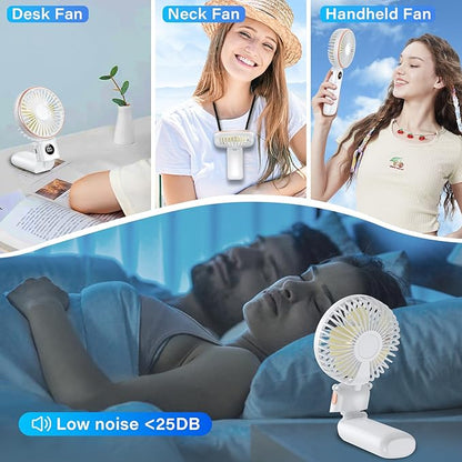 Portable Handheld Fan 5200mAh, USB Rechargeable Foldable Electric Personal Small Mini Hand Held Fan, 22Hrs Runtime, 6 Speeds, LED Display, Battery Powered, Gift for Men, Women, Travel, Outdoor, Makeup
