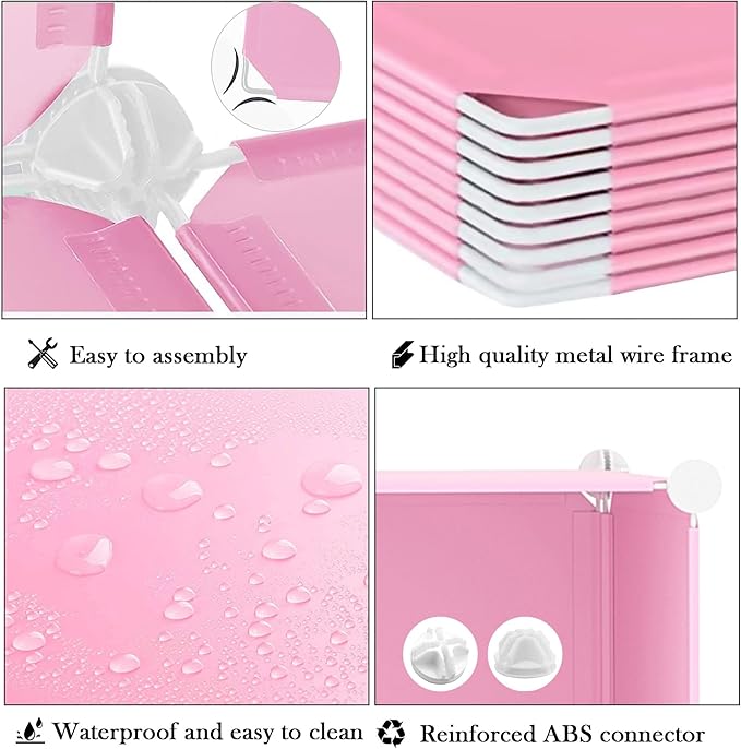AWTATOS Cube Storage Organizer Protable Closet Organizers and Storage for Kids DIY Stackable 12 Cube Storage Shelves Clothes Organizer for Bedroom, Home, Pink