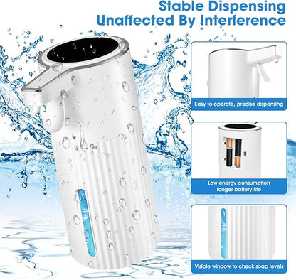 Automatic Soap Dispenser 2-Pack - 13.5 oz/400ml Leak-Proof Wall Mount Hand Soap Dispenser with Ribbed Design, White ABS for Bathroom & Kitchen Sink, Household or Commercial Use