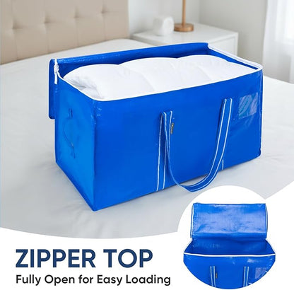 BALEINE 8-Pack Oversized Moving Bags with Reinforced Handles, Heavy-Duty Storage Tote for Clothes, Moving Supplies (Royal Blue, 8-Pack)