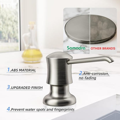 Samodra Sink Soap Dispenser and Extension Tube Kit, ABS Pump Head Bronzed Built in Design with 47” Extension Tube to Soap Bottle, No More Messy Refills(No Bottle)