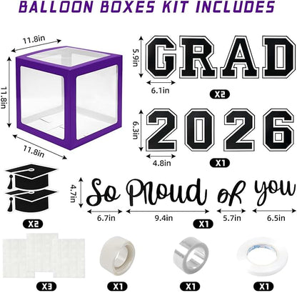 Graduation Decorations 2026 Graduation Party Decorations Set of 4 Boxes with 129pcs Balloons Arch Garland Kit Party Supplies for Any Grades Purple