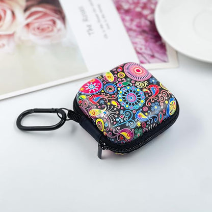 Earbud Case Headphone Organizer Ear Bud Case Portable EVA Carrying Box Storage Bag with Carabiner for AirPods Beats Bose Galaxy Buds 4/3/FE Data Cable Storage (Jellyfish)