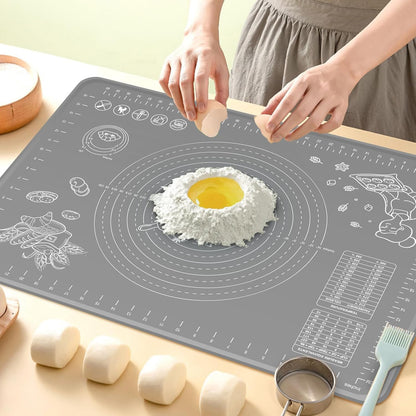 Silicone Baking Mat 24" x 16" Extra Thick Non-stick Pastry Mat with Measurements and Edge Heightening