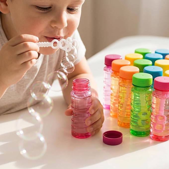 novelinks Big Bubble Bottle 12 Pack, 4oz Blow Bubbles Solution for Kids Novelty Summer Toy, Bubbles Party Favors Bubbles Bulk Assorted Colors Set