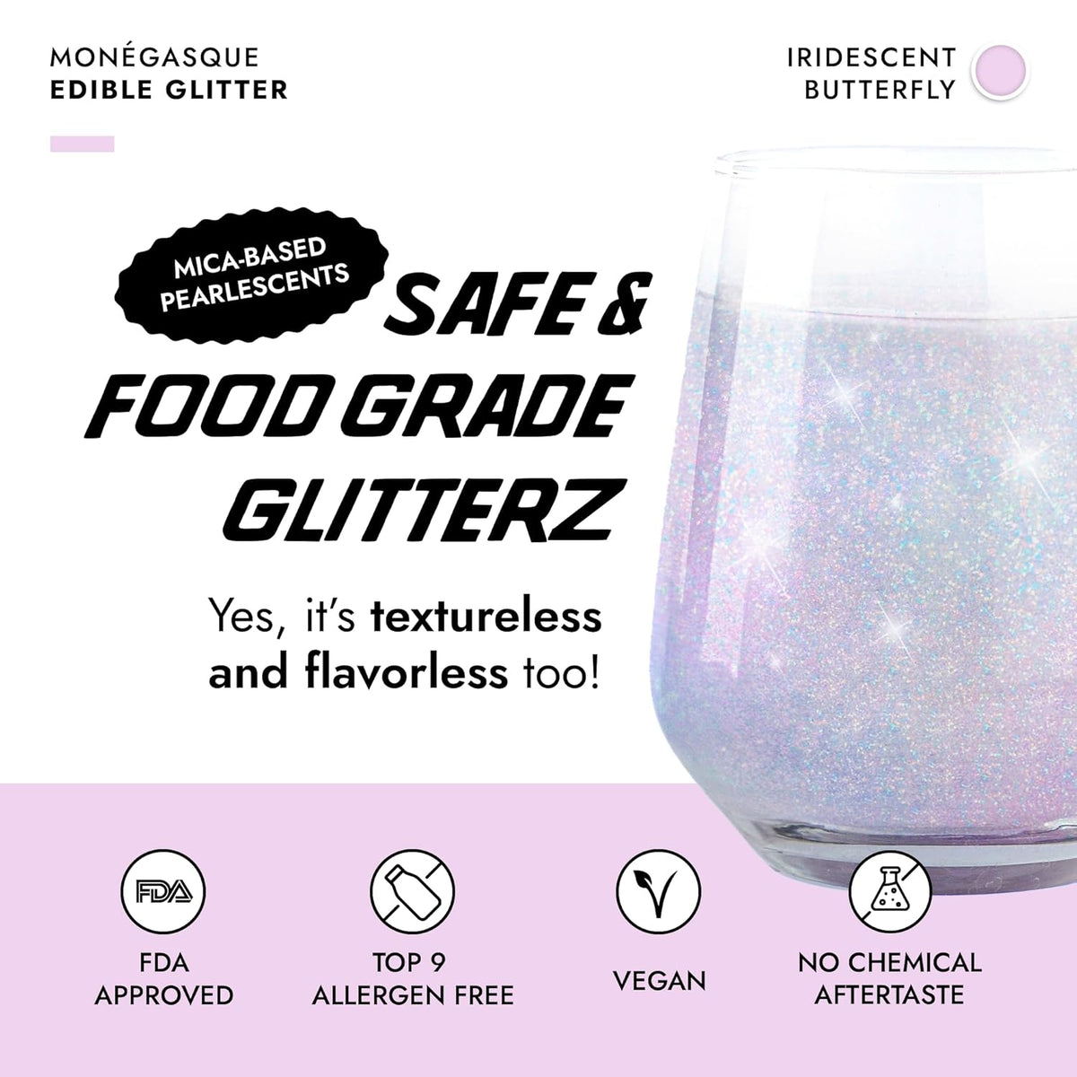 Monégasque Iridescent Edible Glitter for Drinks 10g – Halloween Edible Glitter for Cakes & Cocktails - Cocktail & Drink Shimmer Powder