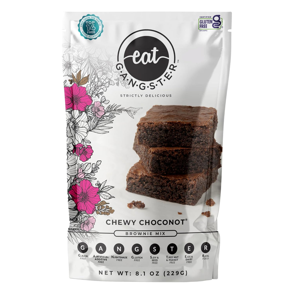eat G.A.N.G.S.T.E.R. Chewy Choconot Brownie Mix - Allergy-Friendly Baking Mix, Grain-Free, No Dairy, Nuts, Gluten, Dairy - For Paleo & AIP Diets