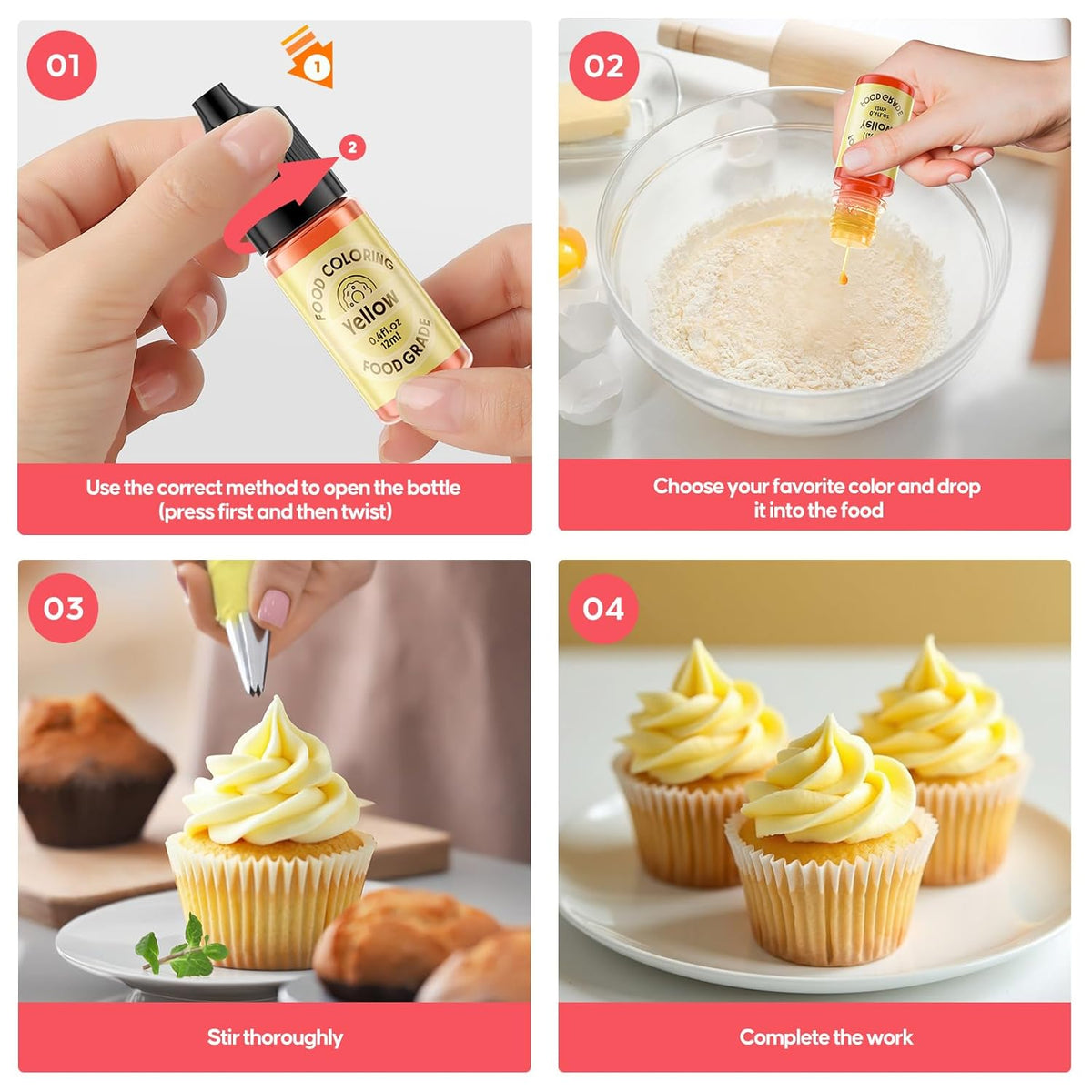 Food Coloring for Cake Decorating Macaron Edible Food Dye for Baking Royal Icing Cookie Supplies Gluten Free 7x12ml Food Grade Liquid Food Color Kits