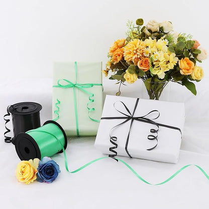 TONIFUL 500 Yards Curling Ribbon-Balloon Ribbon-Balloon String for Art&Craft Decor,Gift Wrapping,Ribbons and Bows for Christmas New Year Birthday Gifts Graduation Supplies (Black Green)