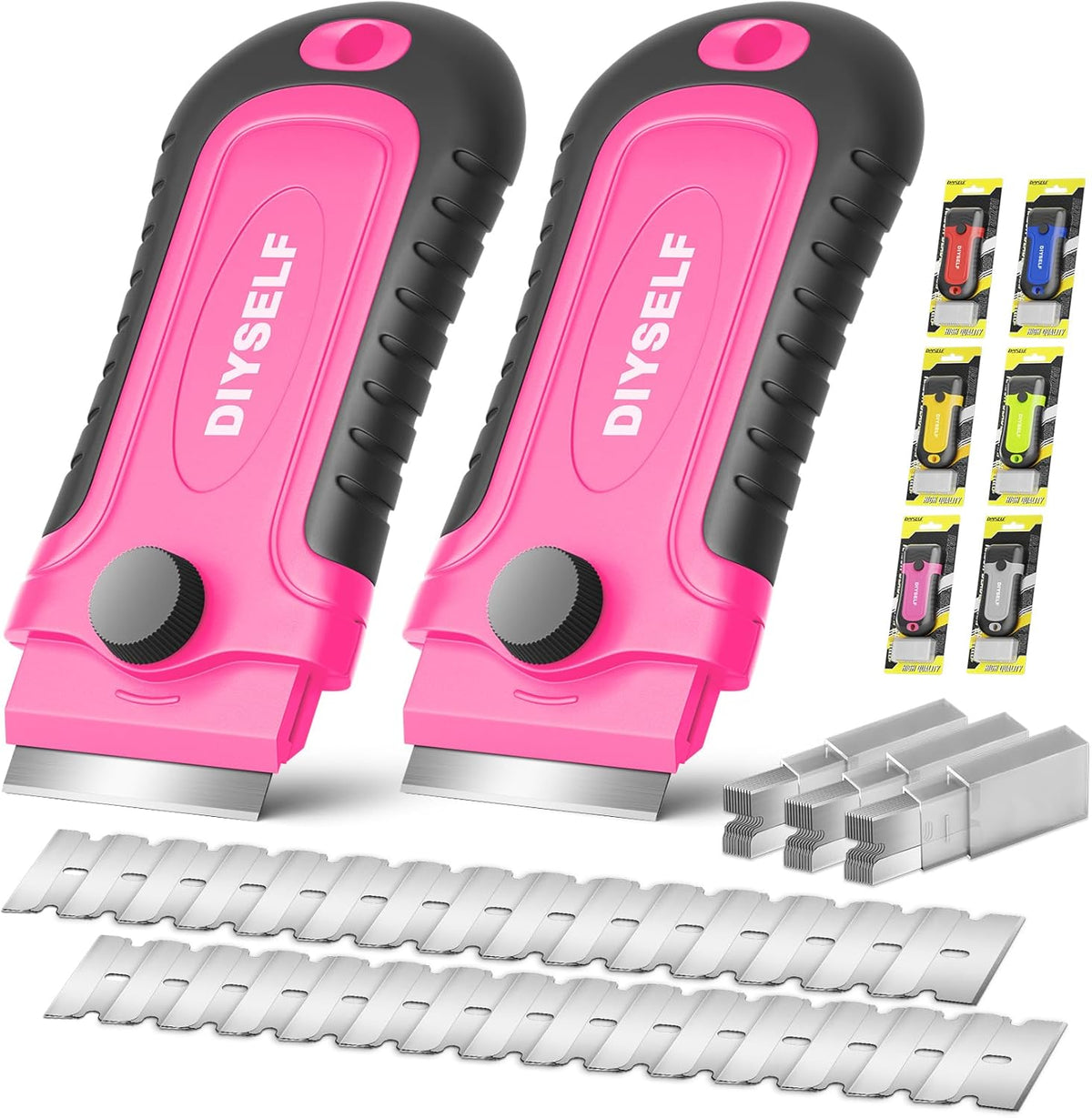 Diyself Razor Blade Scraper, 2 Pack Scraper Tool for Cleaning, Glass, Stickers, Paint Scraper, Heavy Duty Razor Scraper, Glass Scraper