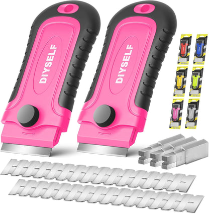 Diyself Razor Blade Scraper, 2 Pack Scraper Tool for Cleaning, Glass, Stickers, Paint Scraper, Heavy Duty Razor Scraper, Glass Scraper
