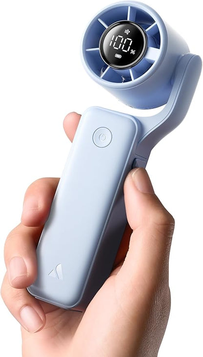 Aecooly Ultra-Pocket Portable Handheld Turbo Fan, 5 Gear Jet Force Airflow, Up to 15 Working Hours, USB Rechargeable Personal Battery Operated Mini Fan, for Travel/Outdoor/Vacation/Concerts -Blue
