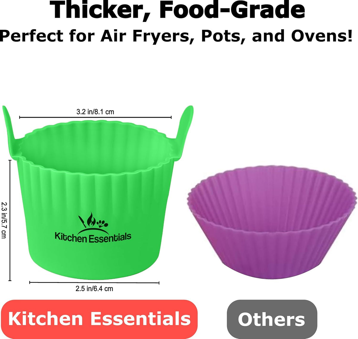 Air Fryer Baking Ramekins – Premium Food-Grade Silicone Mold Cups – Easy Release Nonstick Bakeware Set, 4-Pack for Eggs, Muffins, Cupcakes, Puddings, Tarts, Custards, and More!