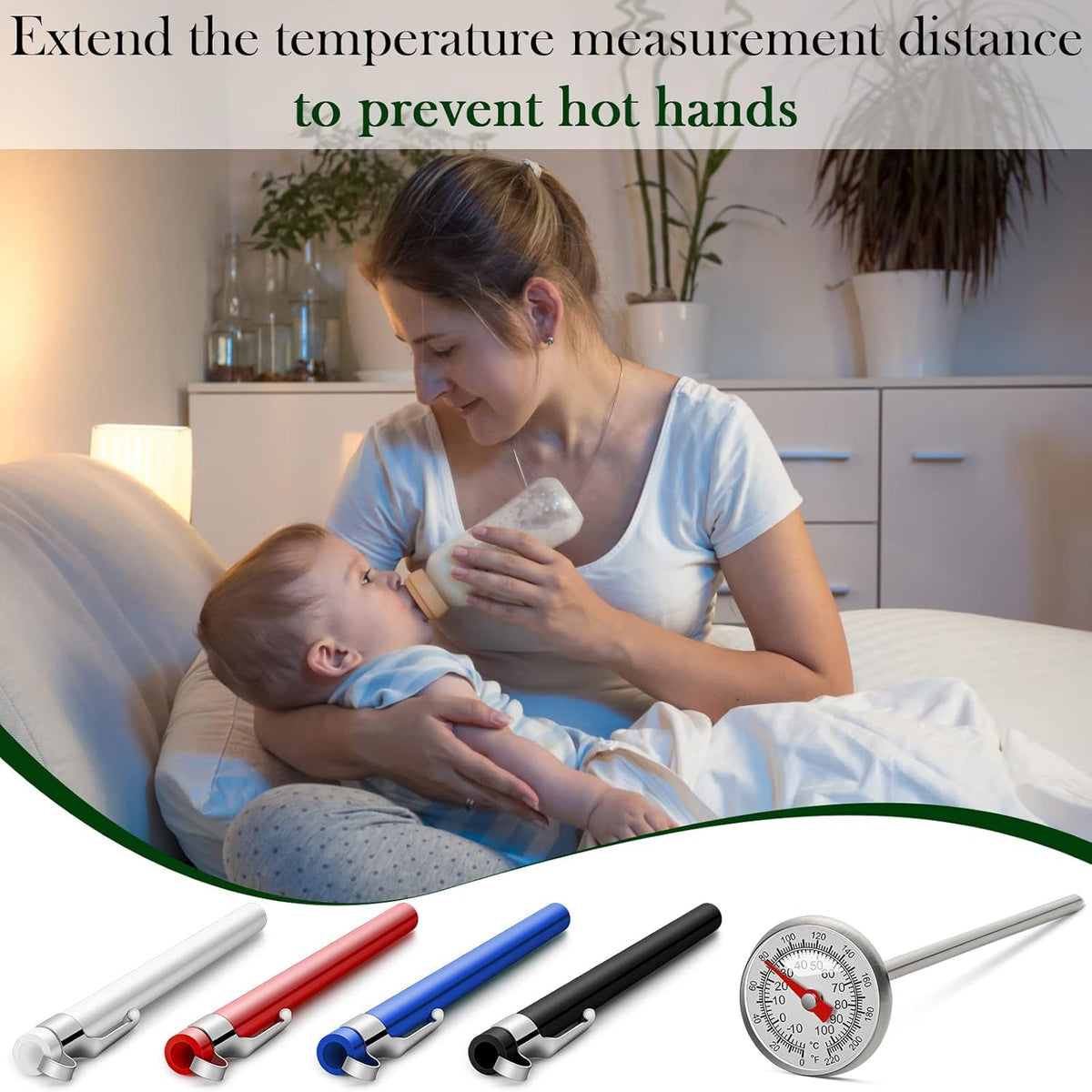 Xuhal 4 Pieces Stainless Steel Kitchen Pocket Thermometer Immediate Read 1 Inch Dial Food Thermometer with 4 Pcs Sleeves for Milk Frothing Oven Meat