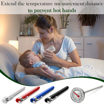 Xuhal 4 Pieces Stainless Steel Kitchen Pocket Thermometer Immediate Read 1 Inch Dial Food Thermometer with 4 Pcs Sleeves for Milk Frothing Oven Meat