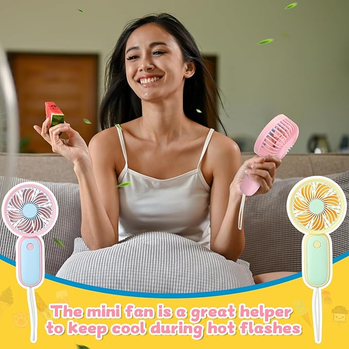 Tujoe Mini Handheld Fan, USB Rechargeable Hand Held Fan Hanging Small Hand Travel Fans Portable Powerful Fans for Women Outdoor Travelling Indoor Home, 4 Colors(40 Pcs)
