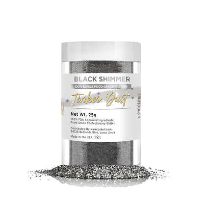 Bakell Tinker Dust - Black Shimmer (25g 1x Jar), Edible Glitter for Cakes, Cupcakes, Cake Pops, Drinks, Dessert