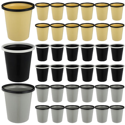 Maxdot 36 Pcs Bathroom Trash Cans Bulk 2 Gallon Small Waste basket Round Garbage Can Plastic Trash Bin Small Container for Home Dorm Kitchen Office Living Room Study Compact Spaces(Black, Beige, Gray)