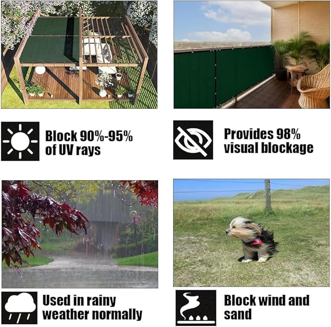 Petgrow Fence Privacy Screen 4FT X 52FT– Heavy Duty (HDPE) Outdoor Shade Mesh Cloth, 90% Blockage Fencing Shade Net Cover for Garden, Backyard, Balcony & Swimming – UV Protection, Windproof