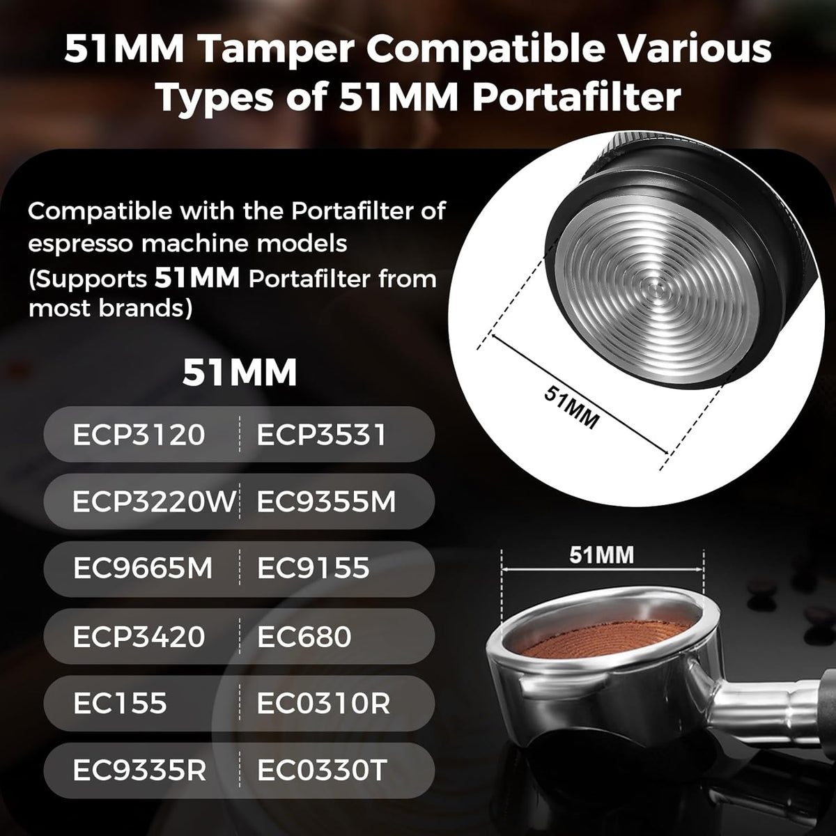 Ikape Coffee Products, 51MM Espresso Tamper, Premium Barista Coffee Calibrated Tamper with Spring Loaded