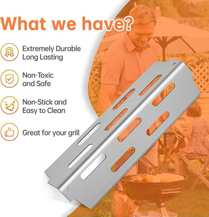Stainless Steel Grill Flavorizer Bar Heat Plates with 2 Pack Grates BBQ Gas Grill Replacement Parts for Weber Genesis II 300 Series Genesis II E-310 E-315 E-330 E-335 S-310 S-335 Gas Grill