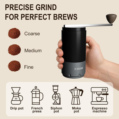 Portable Electric Coffee Grinder, Conical Burr Coffee Grinder – Dual Mode Manual & Electric Grinder Manual with Adjustable Grind Settings