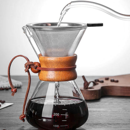 Pour Over Coffee Filter Compatible with Chemex & Hario V60 02 03, Reusable Stainless Steel Metal Cone Slow Drip Coffee Filter