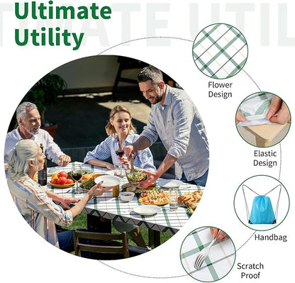 Picnic Table Cover with Bench Covers, Elastic Fitted Spandex Tablecloths for 6 Foot Rectangle Tables, Stretch Washable Patio Tablecloth for Outdoor