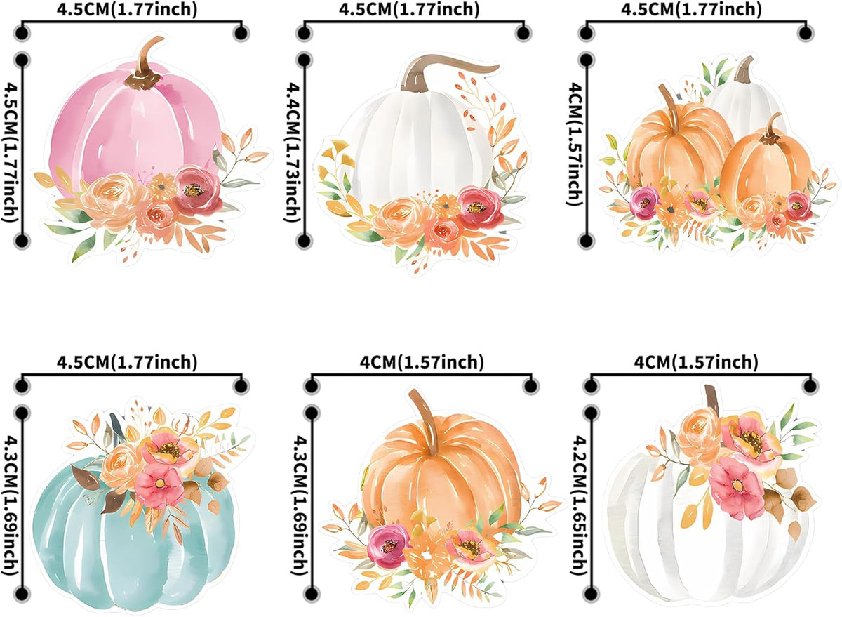 42Pcs Edible Pumpkin Cupcake Toppers Autumn Thanksgiving Theme Party Wafer Paper Flowers Pumpkin Cupcake Toppers Baby Gender Reveal Party Supplies