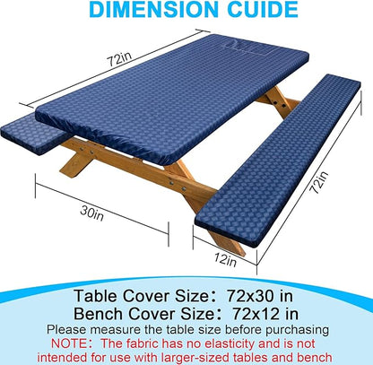 Picnic Table Cover with Bench Covers Portable Table Cloth Built-in Storage Pocket Picnic Table Covers With Elastic Waterproof Camping Essentials for RV Camping