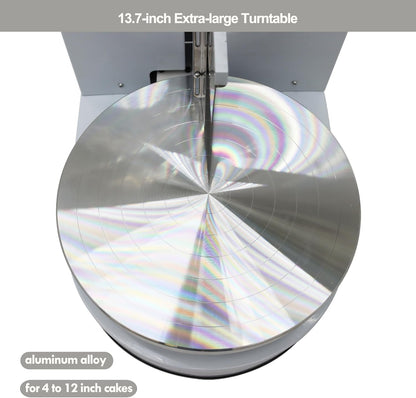 TECHTONGDA Cake Decorating Coating Machine Cream Spreading Automatic Frosting Turntable with Graduated Scraper 60-320RPM Rotating Speed for 4-12inch Cakes White
