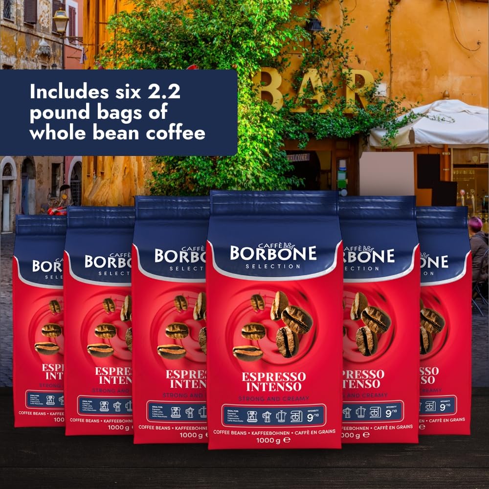 Caffe Borbone Whole Bean Coffee, Espresso Intenso, Medium Roast, Full-Bodied and Strong, Premium Robusta Coffee Beans