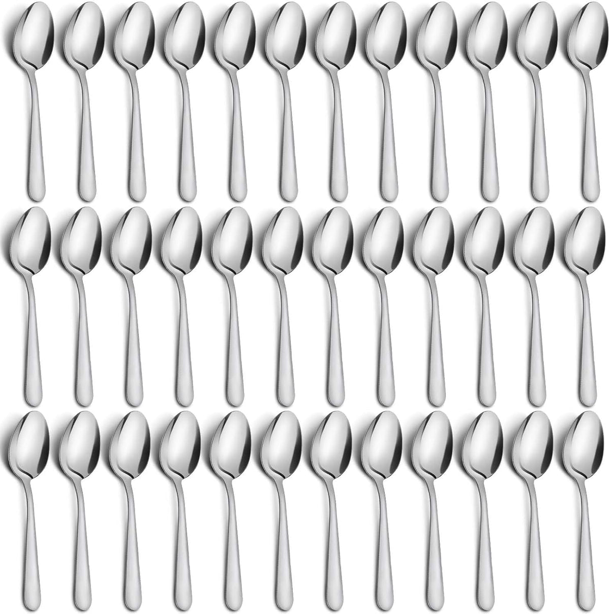 36-Piece Stainless Steel Silverware Set, 5.9" Tea Spoons, Durable Small Spoons, Cost-effective for Home, Kitchen, Restaurant - Mirror Polished, Dishwasher Safe