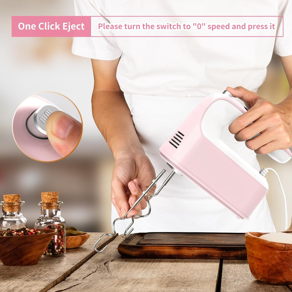 9-Speed Digital Hand Mixer Electric, 400W DC Motor, Hand Mixer electric Handheld with Snap-On Storage Case, Touch Button, Turbo Boost