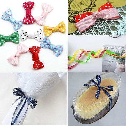 Grosgrain Ribbons 1 Inch Polka Dot Ribbon Set Swiss Dot Fabric Ribbon 35 Yards for Holiday Gift Wrap DIY Bow Hair Accessories Baby Shower Wedding Party Decoration (7 Color, 5 Yard Each)