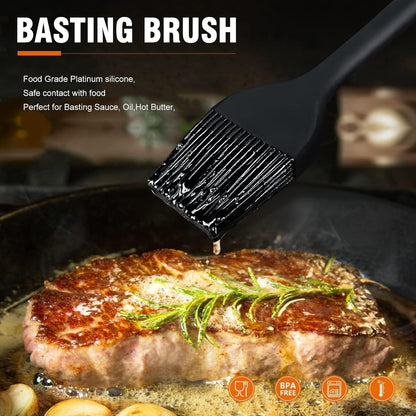 Walfos Silicone Pastry Brush, 600℉ Heat Resistasnt Basting Oil Butter Sauce Brush for Baking,BBQ Grill,Kitchen Cooking,BPA Free and Dishwasher Safe (5 Pcs)
